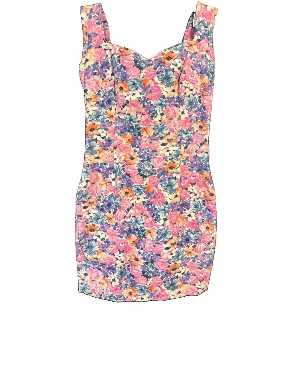 Vintage Paris Blues Denim Floral Sleeveless Dress Barbiecore Barbie S Bodycon